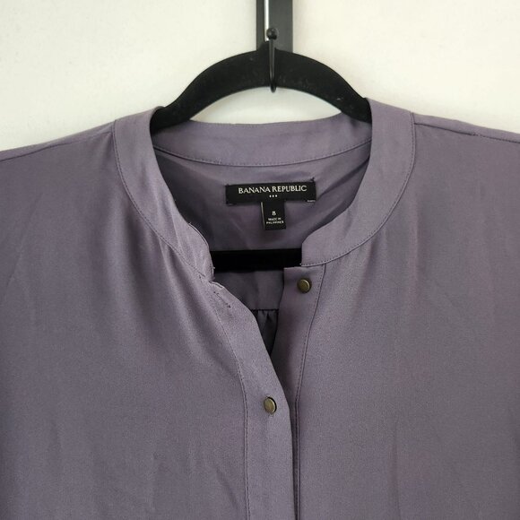 Banana Republic Grey Shirt Dress Chiffon Flowy Career Shift Women's 8 - Picture 3 of 7